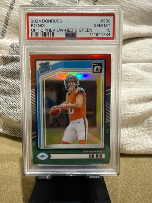Bo Nix Optic Red & Green PSA 10